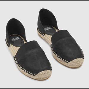 Eileen Fisher Tumbled Nubuck Leather Espadrille Flats Size 9